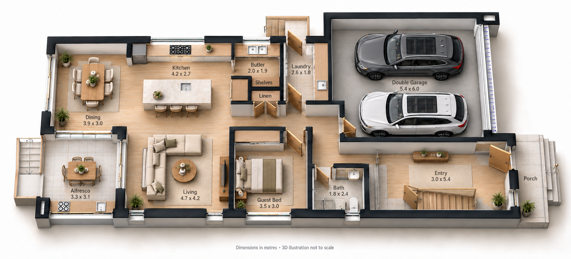 The Bottlebrush Ground Floor illustrative 3D render