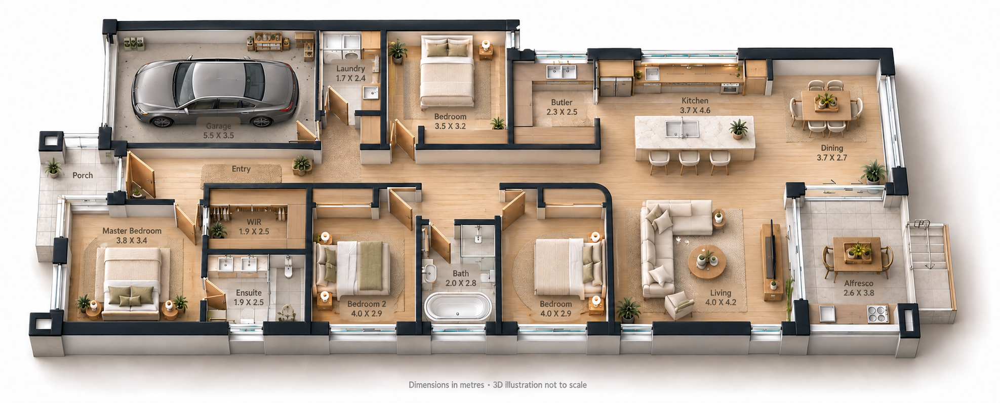 The Boronia Ground Floor illustrative 3D render