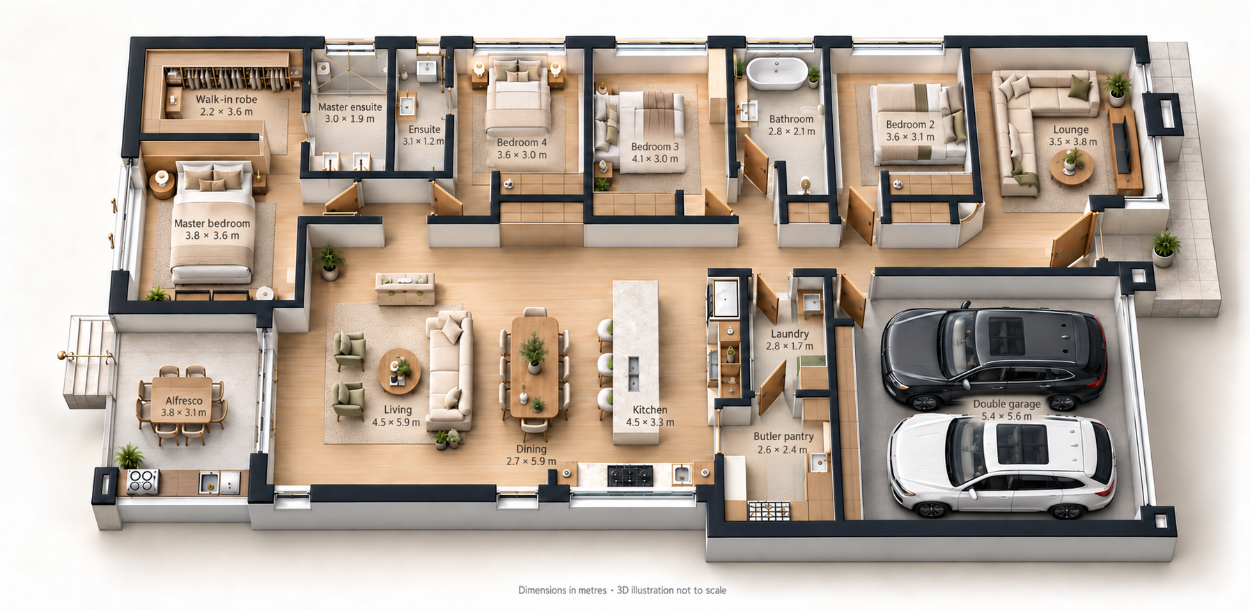 The Flannel Flower Ground Floor illustrative 3D render