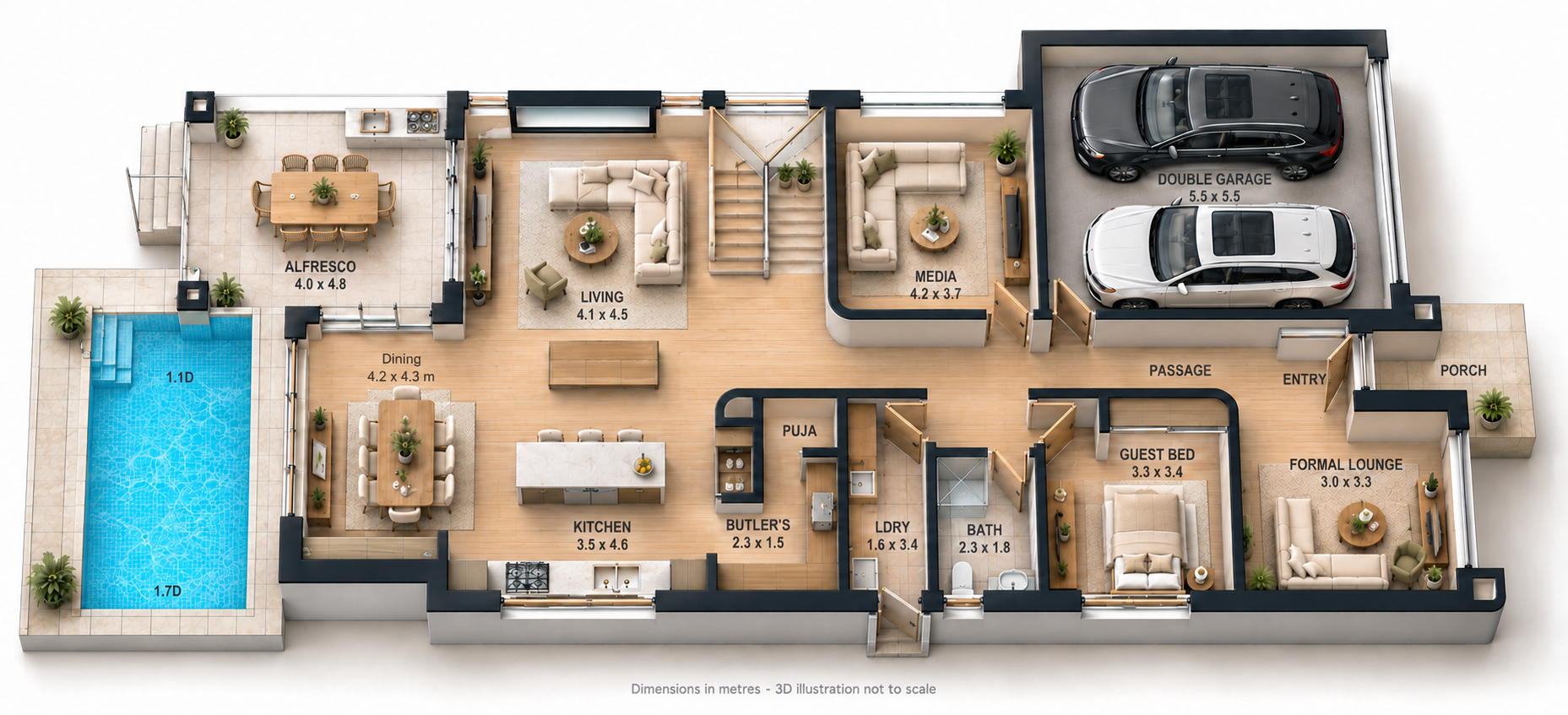 The Billy Buttons Ground Floor illustrative 3D render