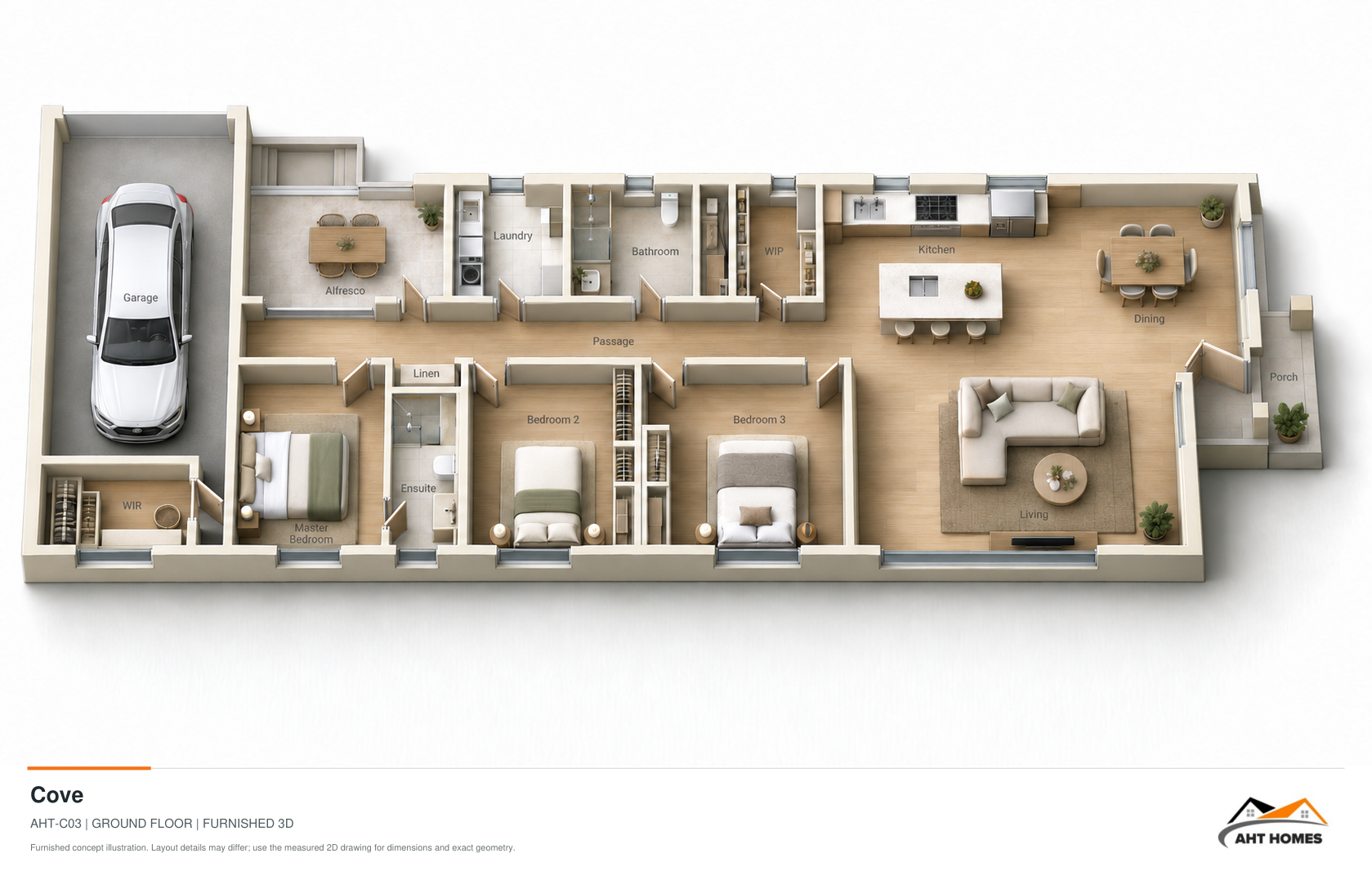 The Cove Ground Floor illustrative 3D render