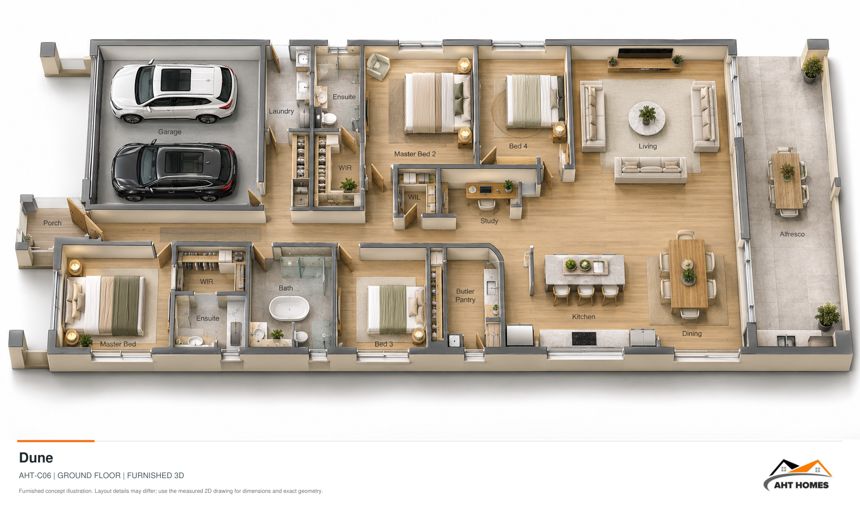 The Dune Ground Floor illustrative 3D render