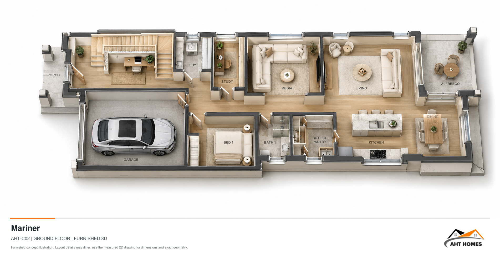 The Mariner Ground Floor illustrative 3D render
