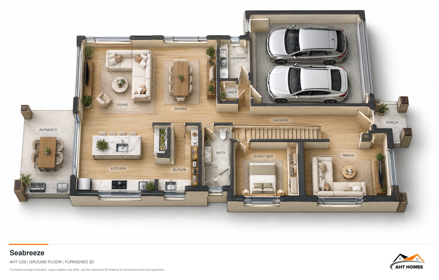 The Seabreeze Ground Floor illustrative 3D render