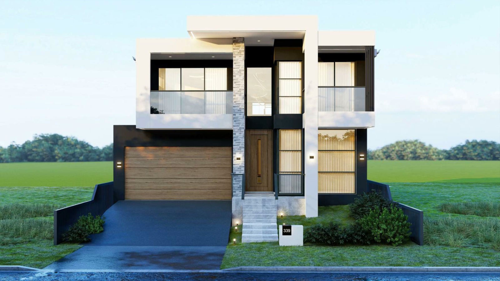 Completed AHT Homes build, two-storey house with dark facade
