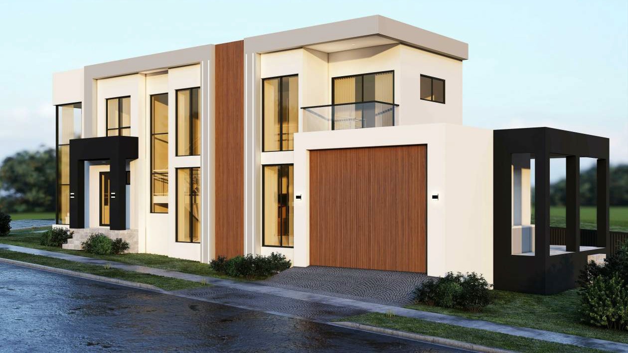 Completed AHT Homes build, modern duplex-style house